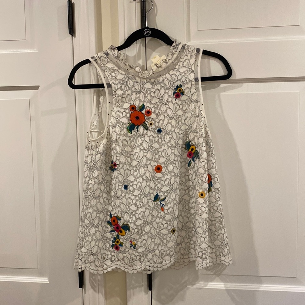 Maeve embroidered, sleeveless blouse